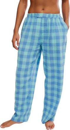 Free People Be Mine Pajama Pants in Blissful Blue Combo at Nordstrom, Size X-Large