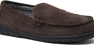 Lands End Flannel Lined Suede Slip On Moccasin Slippers in Rich Coffee Suede at Nordstrom, Size 12