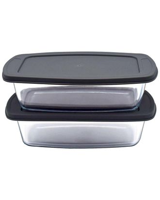 Nutrichef Set Of 2 Glass Loaf Pan 1.8L
