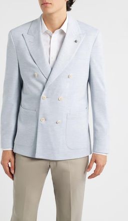 Jack Victor Hall COMFORTWEAR Light Blue M&eacute;lange Knit Wool Double Breasted Blazer at Nordstrom, Size 44Regular