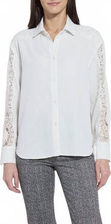 Lyss&eacute; Natasha Lace Trim Shirt In White