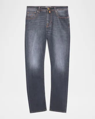 Jacob Cohen Men & apos;s Slim Straight-Leg Washed Black Denim Jeans
