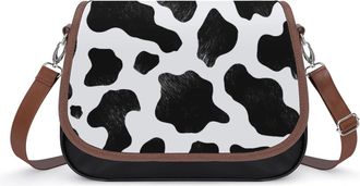 Generic Cow Print Crossbody Bags for Women Leather Tote Bag Travel Purse Shoulder Bag for Work Shopping