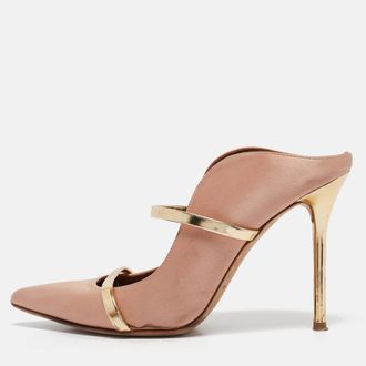 Malone Souliers Pink/gold Leather And Satin Maureen Pumps