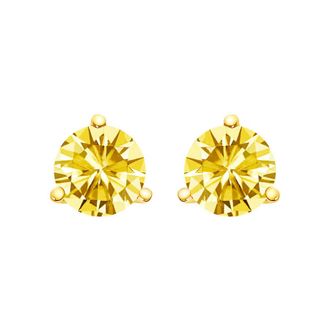 House of Brilliance 14K Yellow Gold 3-Prong Martini Set 1.0 Cttw Yellow Lab Grown Diamond Solitaire Stud Earrings