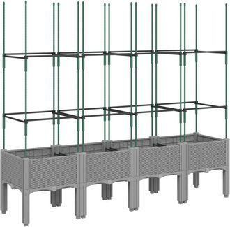 vidaXL Vidaxl - Garden Planter with Trellis Light Grey 160x40x142.5 cm pp