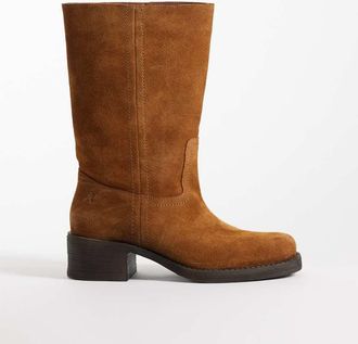 Bronx Ky-ley stivali morbidi al ginocchio in suede oliato color caramello-Marrone
