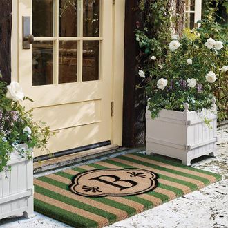 Frontgate Ameile Cabana Stripe Monogrammed Coco Door Mat - Black, 30 x 48 in Black, No Monogram Letter - Frontgate