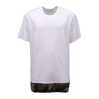 Neil Barrett T-Shirts, male, White, XL, Camouflage Cotton Loose Fit T-shirt