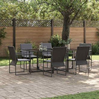 vidaXL Conjunto De Comedor De Jard&iacute;n 7 Pcs Negro Acero Vidaxl