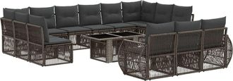 vidaXL Conjunto De Sof&aacute;s De Jard&iacute;n 14 Uds. Gris Y Gris Oscuro Vidaxl