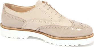 Hogan Italiaans Gemaakte Klassieke Francesina Schoenen - Dames - Veterschoenen - Beige - 38 1/2 EU - Schoenen