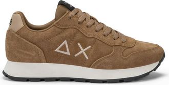Sun 68 Bruine leren sneakers met zandlogo - Heren - Sneakers - Bruin - 46 EU - Su&egrave;de - Schoenen