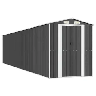 Berkfield Home Garden Shed Anthracite 192x938x223 cm Galvanised Steel in Charcoal | Size: 192 x 938 x 223 cm