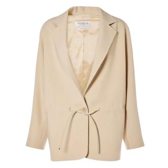 Max Mara Jassen, Dames, Beige, S, Wol, Stijlvolle Coulisse Jassen
