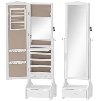 HOMCOM Armario joyero 45x36x150 cm blanco
