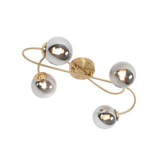 QAZQA Plaf&oacute;n vidrio oro/lat&oacute;n