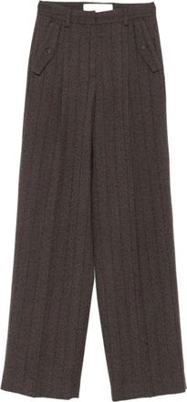 Golden Goose Bruine Pinstripe Wollen Broek - Dames - Wijde Broeken - Bruin - XS - Wol - Broeken