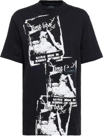 John Richmond T-shirt met Herhaalde Grafische Print - Dames - T-shirts - Zwart - M - Katoen - Tops