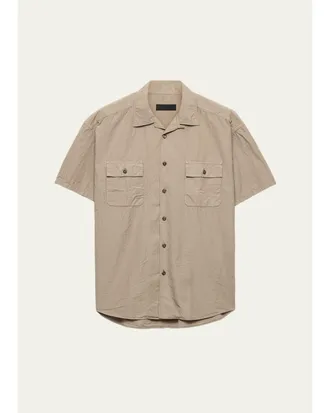 Prada Mens Cotton and Linen Short-Sleeve Shirt