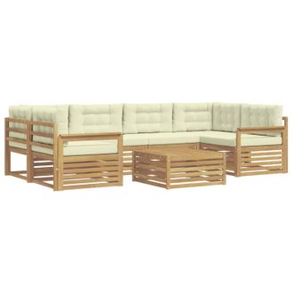 vidaXL Conjunto De Sof&aacute;s De Exterior 7 Uds. Blanco Y Crema Poli&eacute;ster Vidaxl