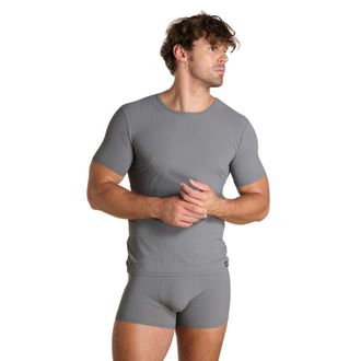 Bruno Banani Rundhalsshirt BRUNO BANANI ANTISTRESS, Herren, Gr. XXL, grau (anthrazit), Obermaterial: 90% Polyamid, 10% Elasthan, unifarben, Basic schmal h&uuml;ftbedeck