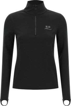 Courr&egrave;ges Zipped Second Skin Mockneck Top - Dames - Longsleeves - Zwart - XS - Tops