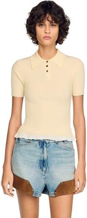 Sandro Knit polo shirt in Vanilla at Nordstrom, Size X-Small