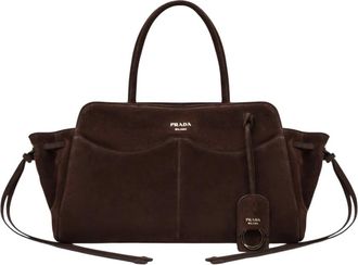 Prada Carry Large Tote - Dames - Shoppers - Bruin - ONE Size - Leer - Tassen