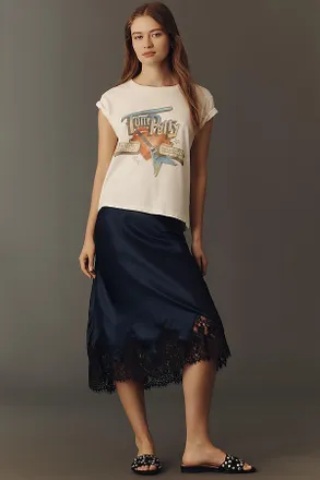 Reformation Carolina Lace-Hem Silk Midi Skirt