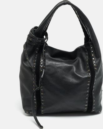 Jimmy Choo London Saba Studded Black Leather Hobo