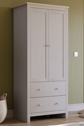 Home Discount Vida Designs Arlington 2 Door 2 Drawer Wardrobe Storage Bedroom Furniture in Grey