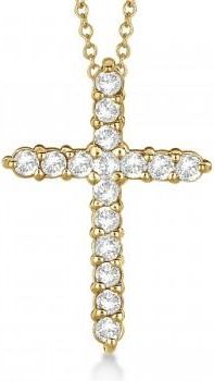 Allurez Diamond Cross Pendant Necklace 14kt Yellow Gold (0.50ct)