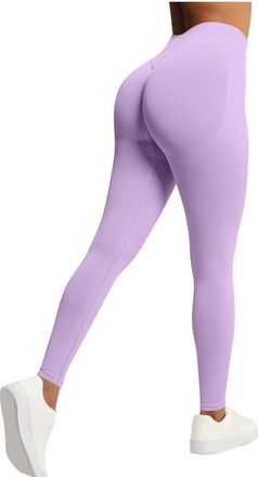 Generic Seamless Scrunch Bums Leggings Solid Color Gym Butt Lifting High Waist Leggings Buttery Soft Workout Trouses for Women Push Up Yoga Pants Exercise Run