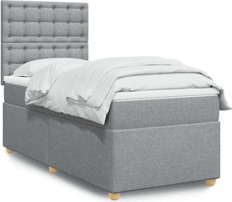 vidaXL Vidaxl - Cama Box Spring Con Colch&oacute;n Tela Gris Claro 80x200 Cm