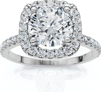 Pompeii3 Platinum 1 ct Diamond Engagement Ring Cushion Halo Ring
