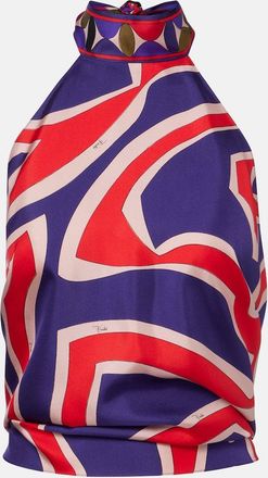Pucci Labirinto halterneck silk satin top