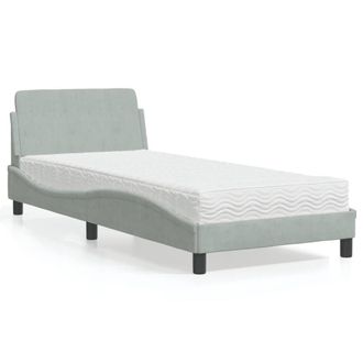 Berkfield Home Bed with Mattress Light Grey Single Velvet