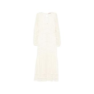 Twinset Midi Dresses, female, White, Size: M Ruffled Empire Line Midi Dress
