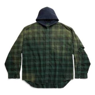 Balenciaga Oversized Hooded Shirt Green 746369TOM213328