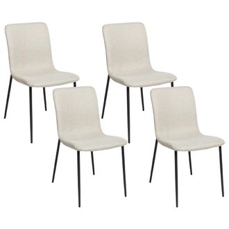 Beliani Beliani - Conjunto De 4 Sillas De Comedor Elegante De Tela Poli&eacute;ster Patas De Hierro Beige Claro Glendive