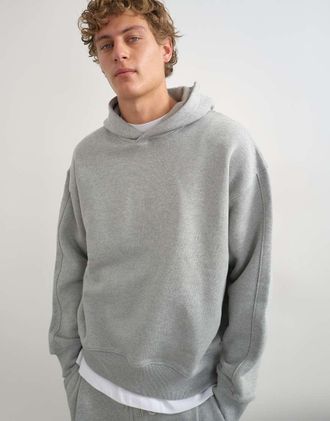 Topman felpa con cappuccio comoda e pesante grigio m&eacute;lange