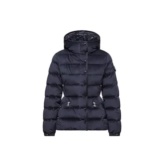 Moncler Barante Hooded Velour Short Down Jacket Blue Size 00