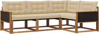 vidaXL Conjunto De Sof&aacute;s De Exterior 4 Uds. Natural Y Beige Vidaxl