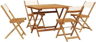 vidaXL 5 Piece Garden Dining Set Cream White Fabric and Solid Wood vidaXL