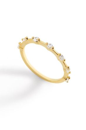 Mint & Lily Ultra Thin Floating Eternity Band in Gold Over Stering Silver at Nordstrom, Size 8