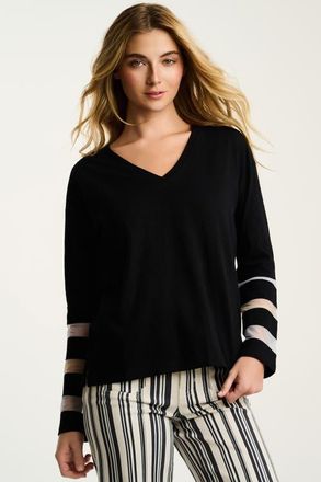 Lisa Todd Mesh Fest Tee in Black at Nordstrom, Size X-Small
