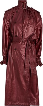 Saint Laurent Lavalli&egrave;re Double-breasted Nylon Trench Coat - Bordeaux - 40 (UK12 / M)