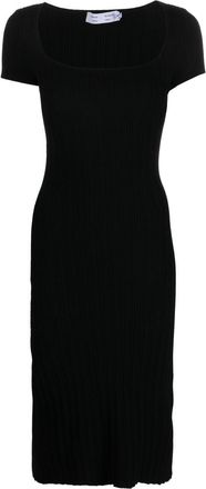 Proenza Schouler ribbed-knit short-sleeve dress - women - Polyester/Viscose - L - Black