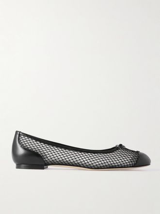 Manolo Blahnik Ballerine In Mesh Con Finiture In Pelle Capbalme - Nero